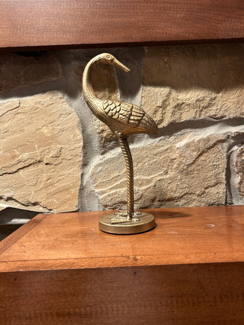 Gold Heron Decorative Sculpture - Elegant Brass-Look Home Art
